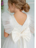 Ivory Lace Tulle Ankle Length Flower Girl Dress